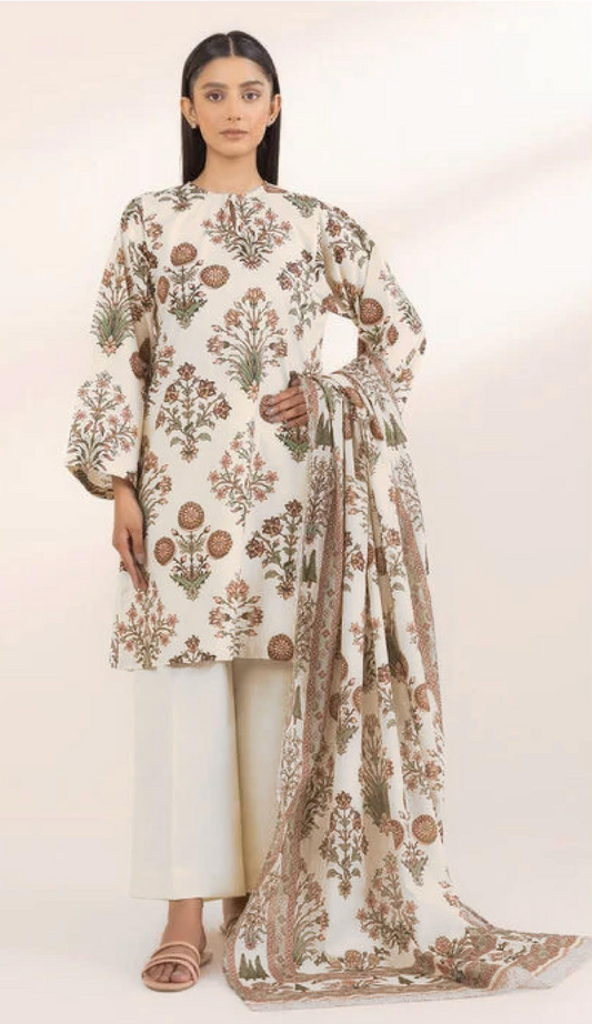 3 Piece Digital Printed Bana Dora Lawn Suit (Unstitched)