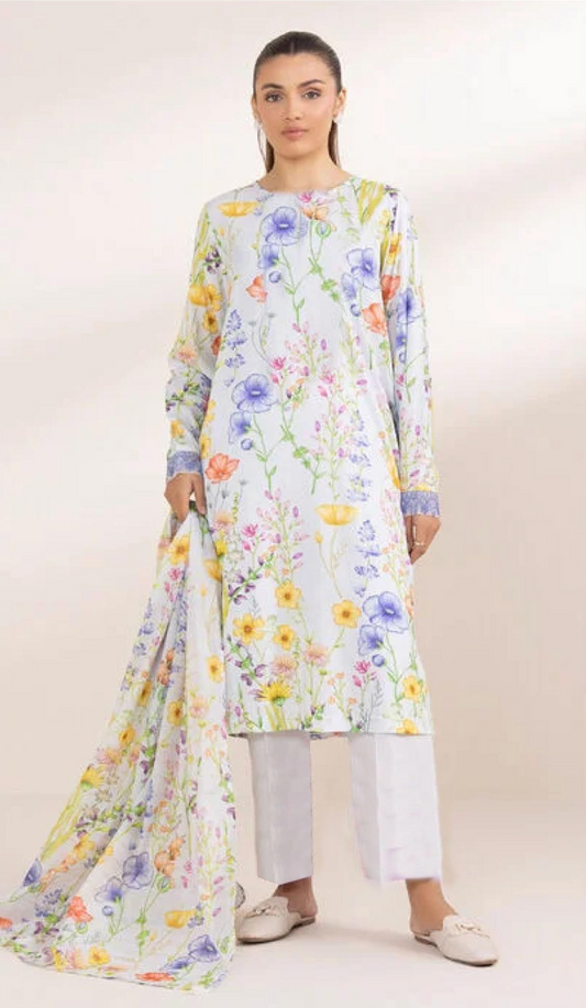 3 Piece Digital Printed Bana Dora Lawn Suit (Unstitched)