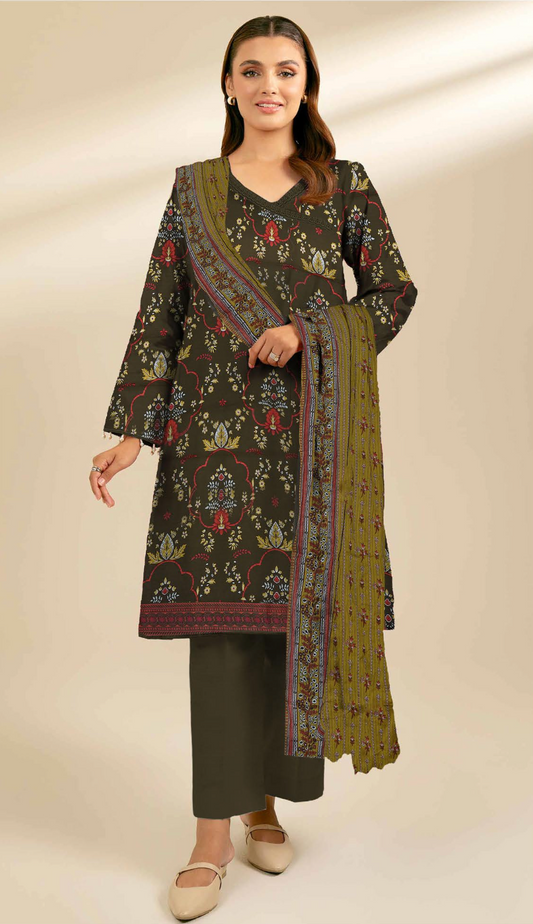3 Piece Digital Printed Bana Dora Lawn Suit (Unstitched)