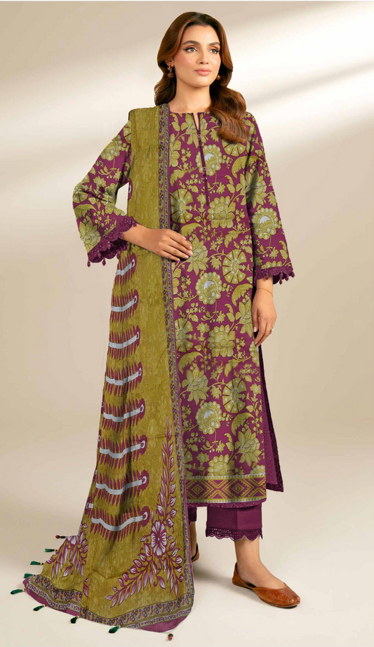 3 Piece Digital Printed Bana Dora Lawn Suit (Unstitched)
